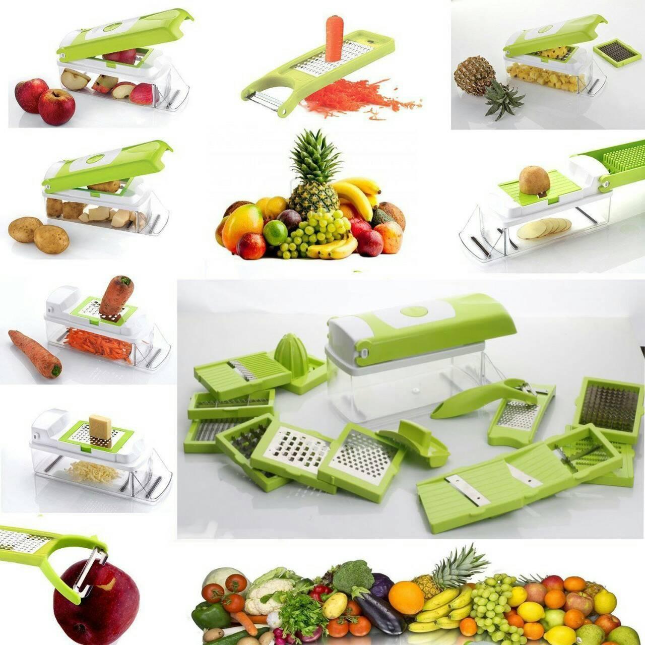 Genius Nicer Dicer Plus One Step Precision Cutting* This set includes: • 1 cutting-top with integrated pin grid • 1 cutting-base • transparent collector (capacity 1,500 ml) • Cover for holding a fr