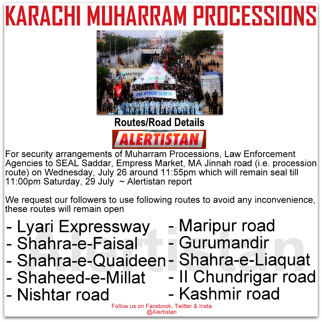 Alertistan - Open and closed routes of Karachi Muharram...