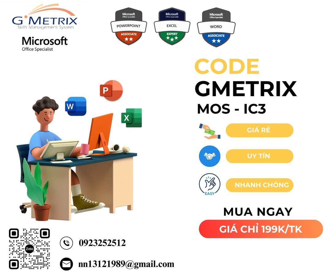 Cung cấp TK GMetrix và luyện thi MOS Specialist, Expert&Master | Facebook