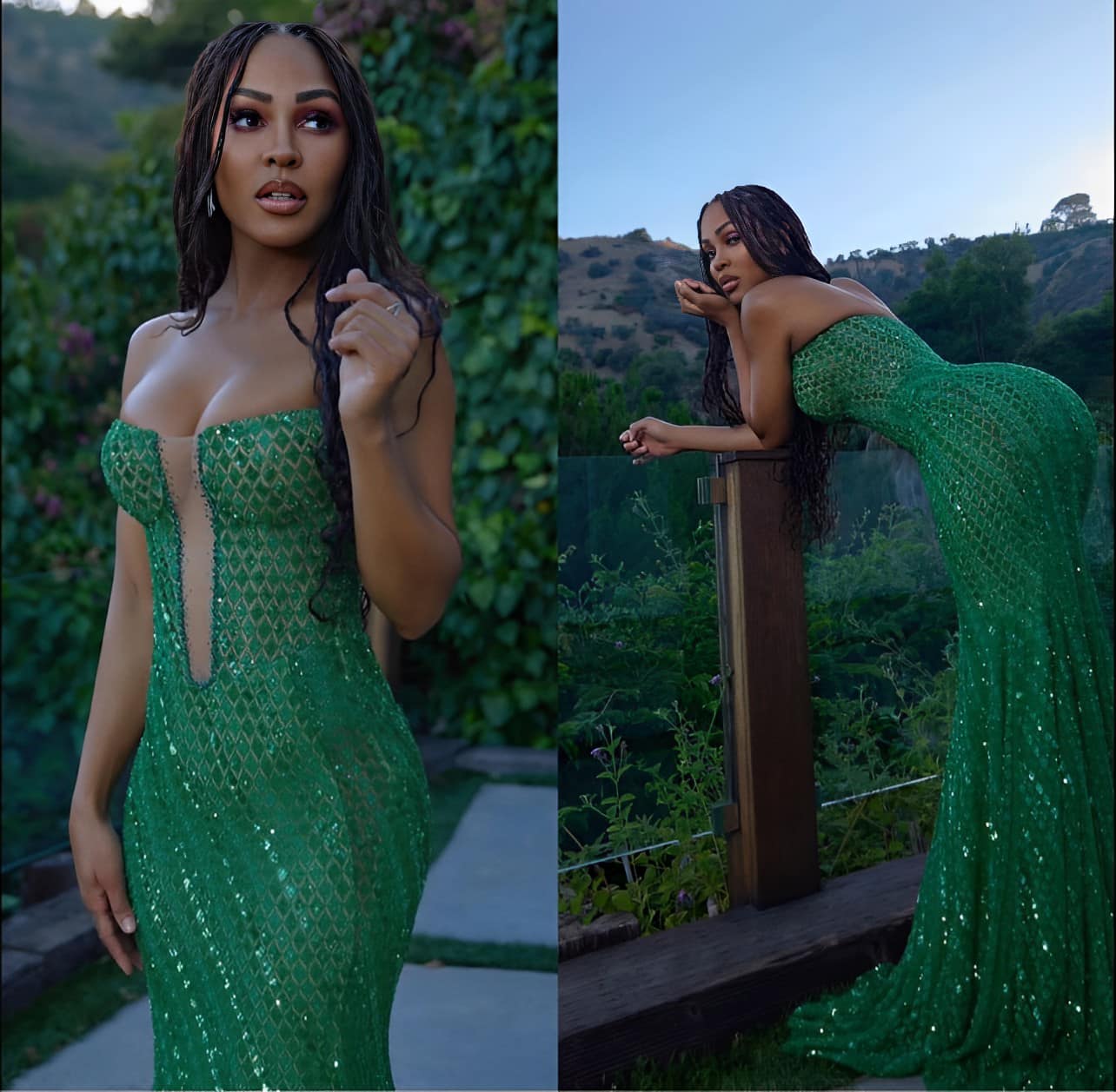 meagan good green dress This is what the new 42 looks like. 👉🏽 Good🤩 CO_109.3