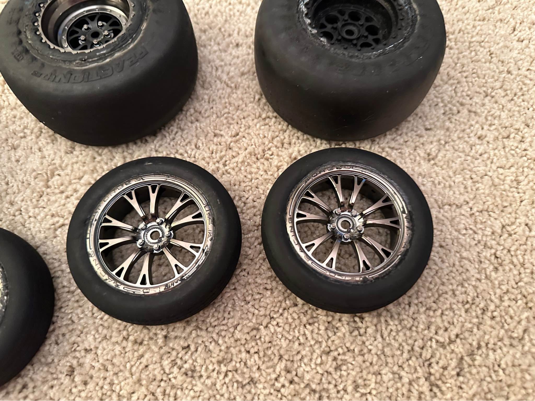 Set of (8) - DRAG SLASH PROLINE REACTION 10170 Drag Racing Tires & 12MM ...