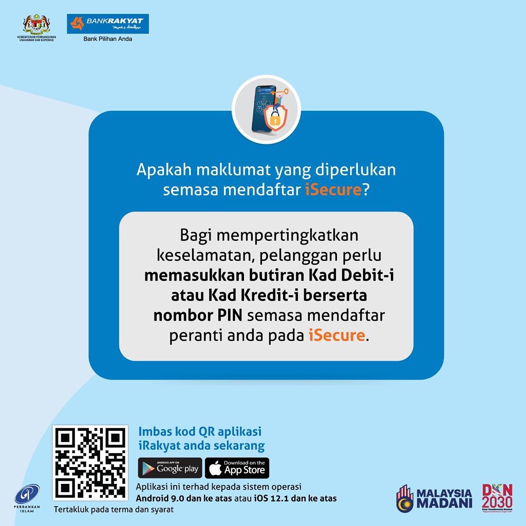 Bank Rakyat - Info penting tentang iSecure di aplikasi...