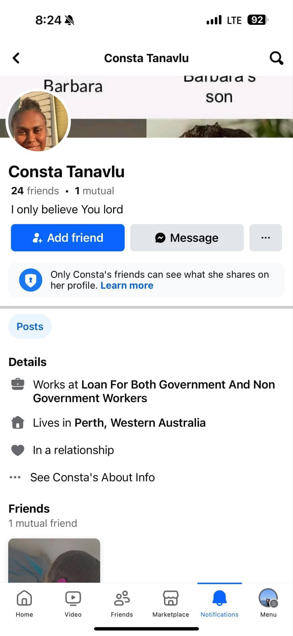 barbaraページ Another fake Barbara page has sprung up and is messaging some of