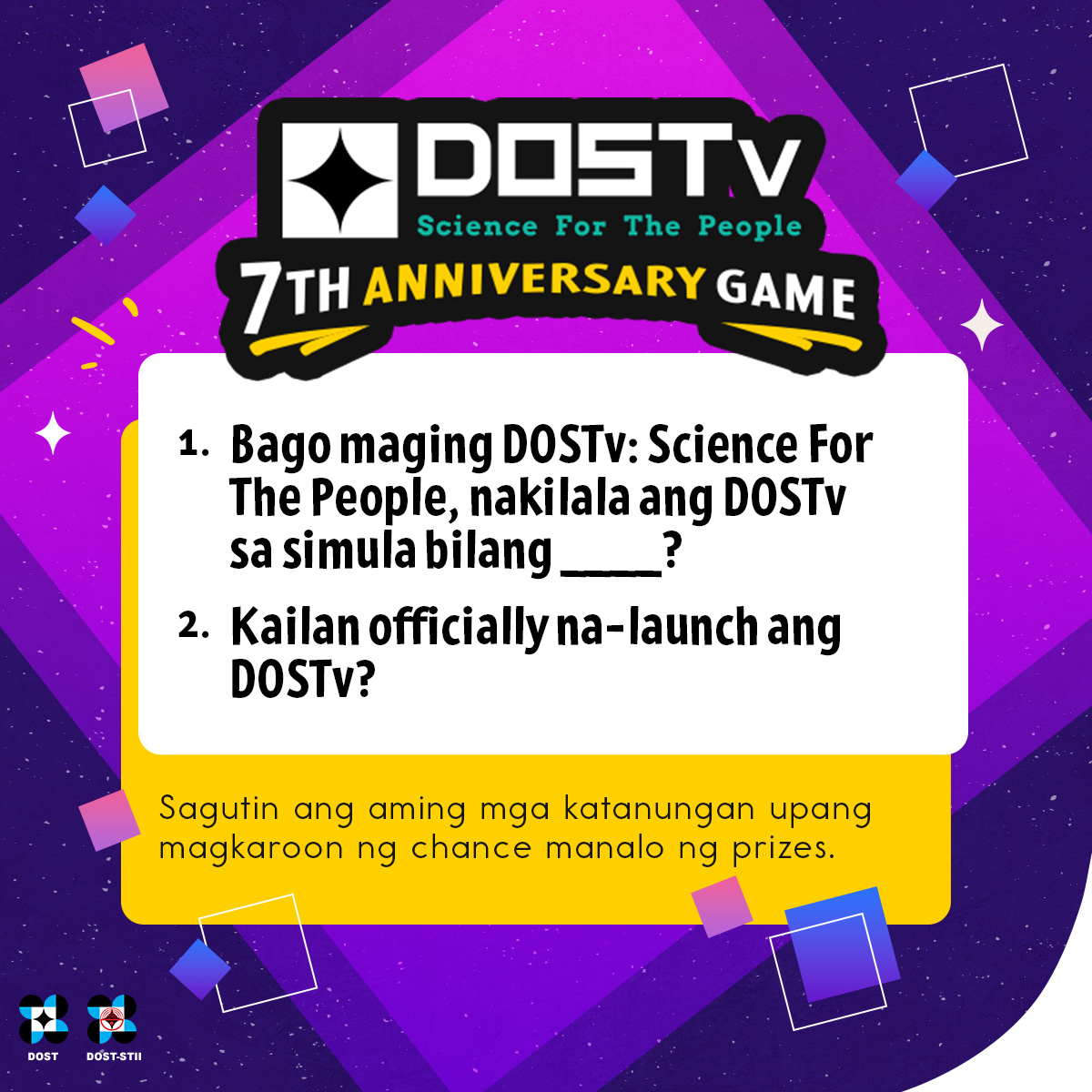 DOSTv - Bilang 7th Anniversary ng DOSTv, samahan niyo kami... | Facebook