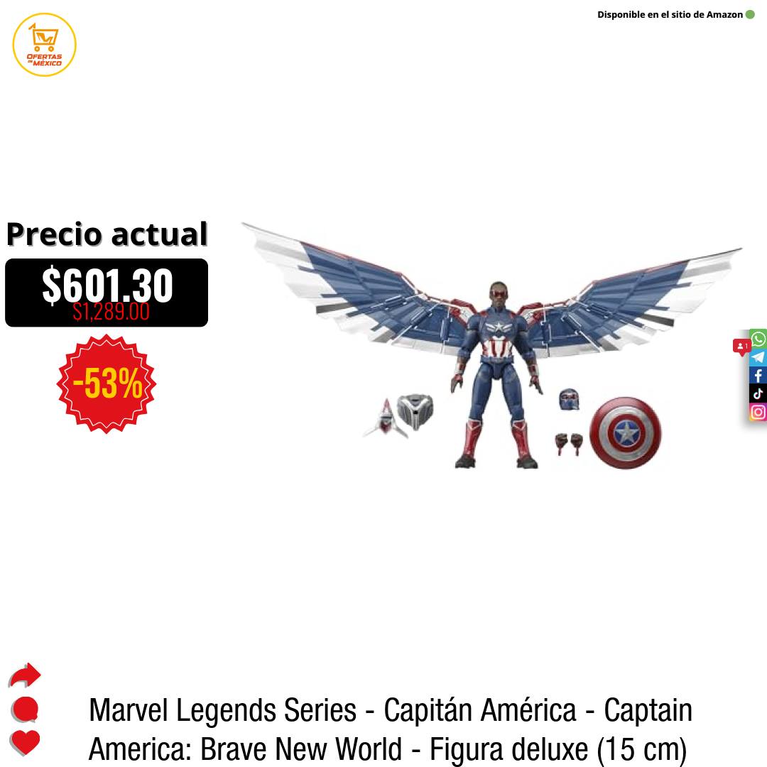Figura Marvel Legends Falcon 15 Cm – Capitán América: Brave New World – Edición Deluxe Con Alas