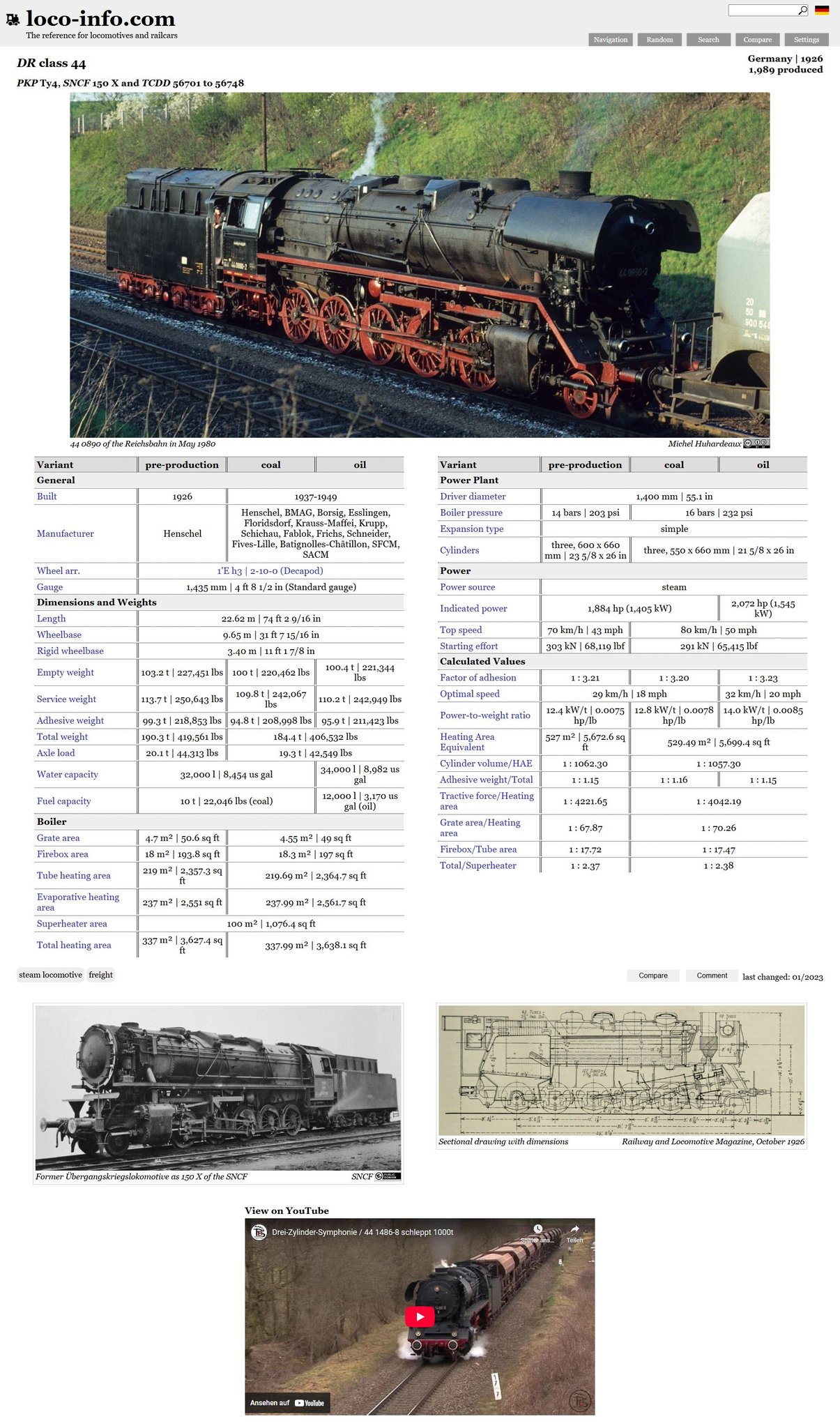 German reichsbahn class 44 locomotive details