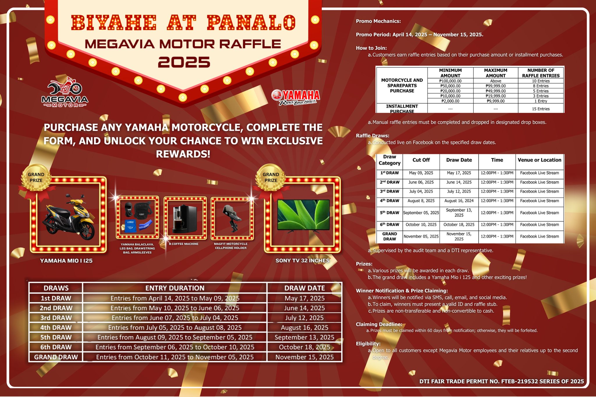 Yamaha - 🎉 BIYAHE AT PANALO SA MEGAVIA MOTOR! 🎉 🚀 Sa pagdiriwang ng ika ...