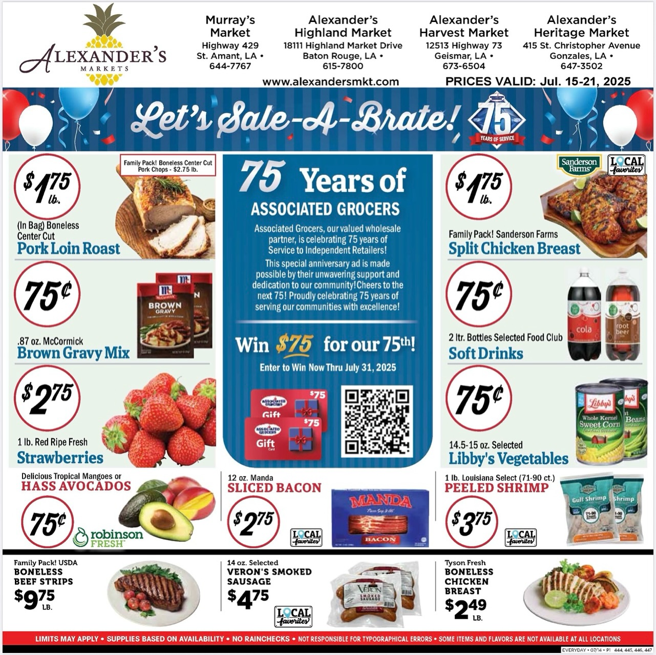 Weekly ad for the week of July 15th-July 21st!
