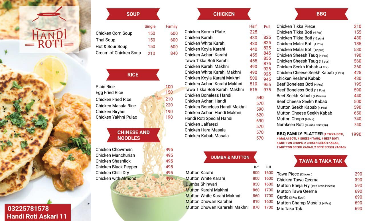 The updated complete menu... - House of Cuisines - Handi Roti
