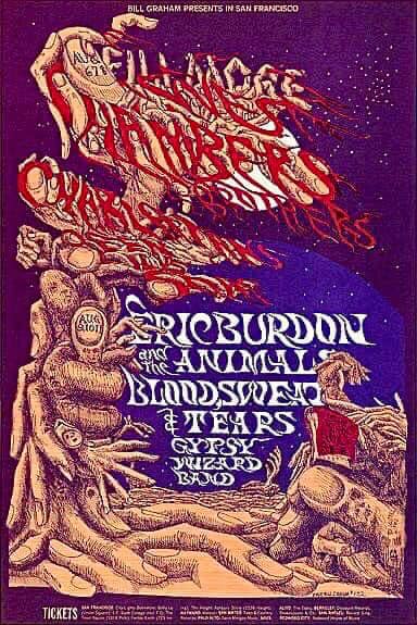 1968 Fillmore West poster for Canned Heat, Gordon Lightfoot, and