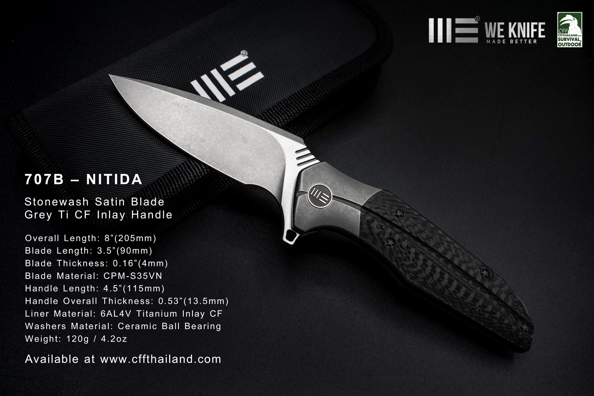 707B NITIDA - Stonewash Satin Blade... - Weknives Thailand.