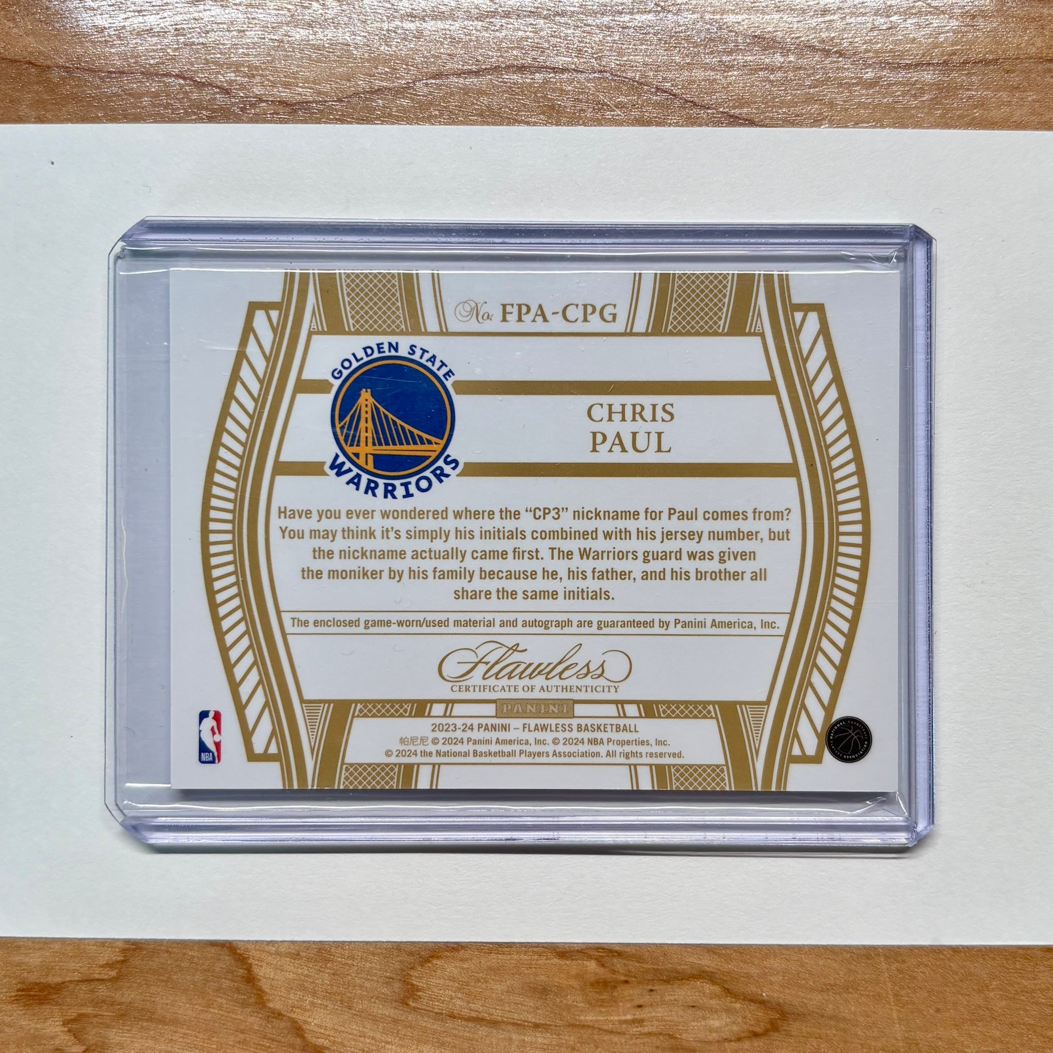 2023-24 Panini Flawless Chris Paul game worn patch auto