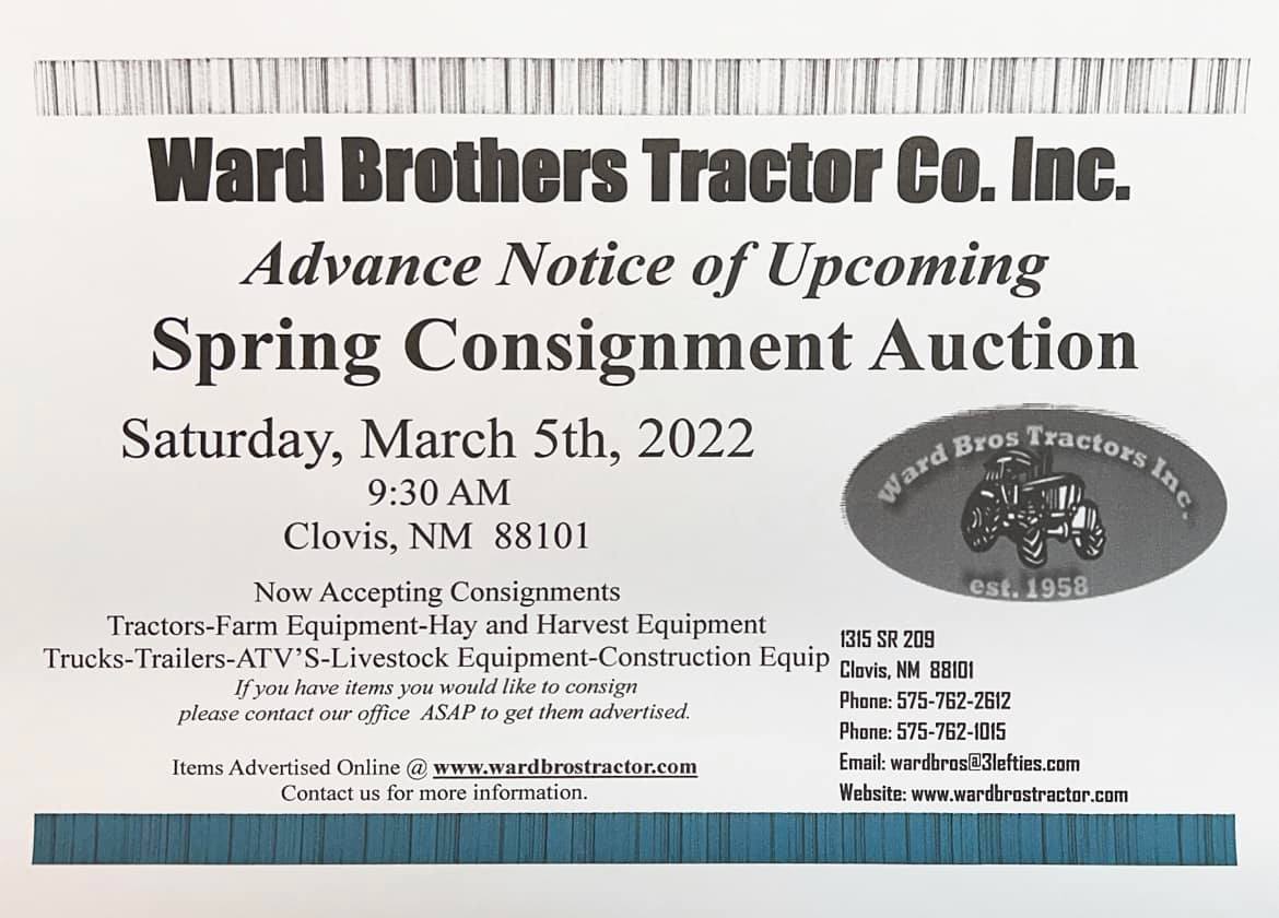 🚨 NOW ACCEPTING CONSIGNMENTS... - Ward Brothers Tractor Inc. | Facebook