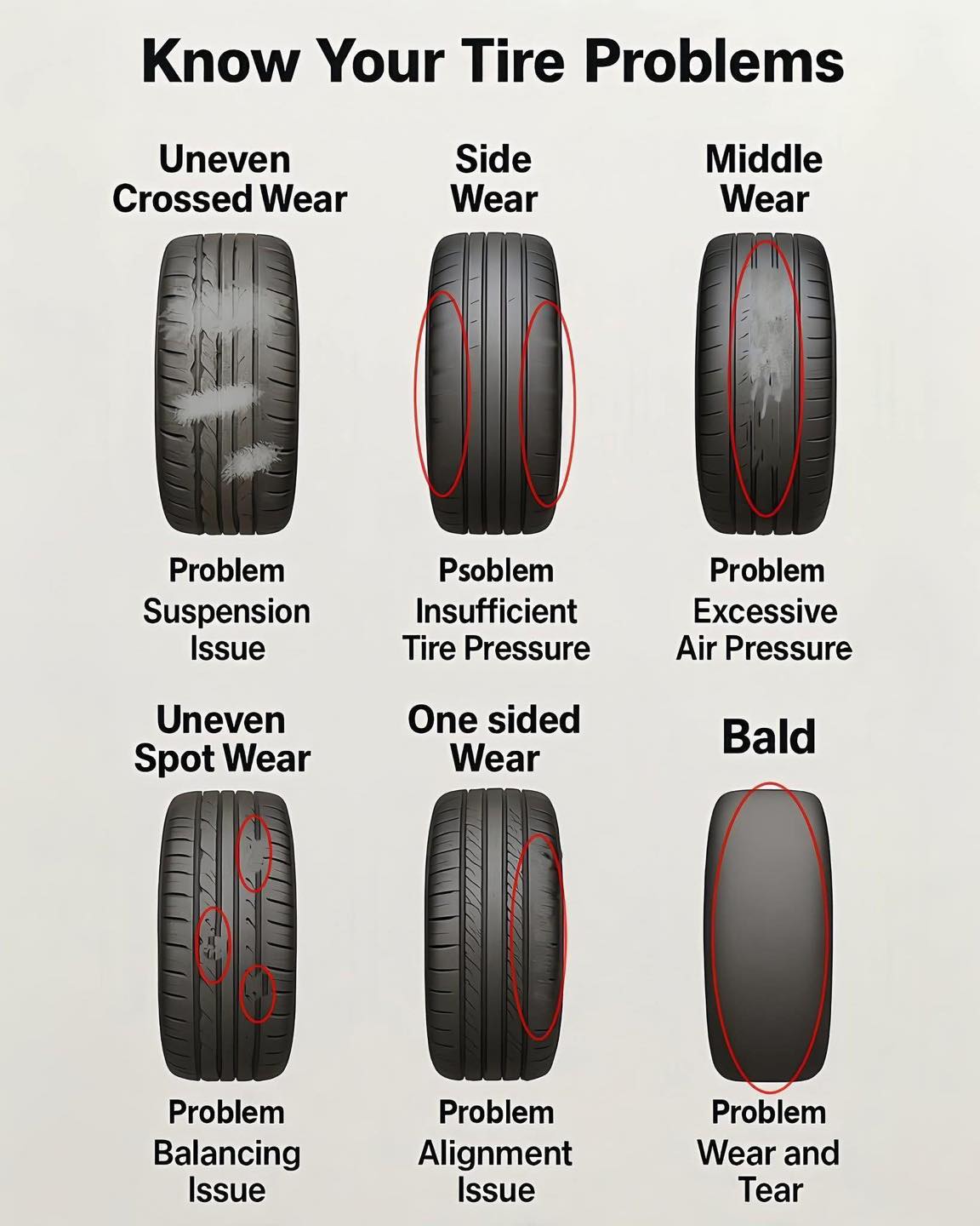 ?Car Tire Wear Patterns Explained ?? Understanding tire wear 