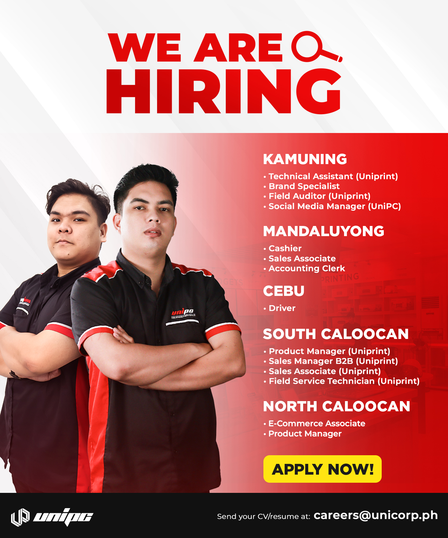 UniPC - Hiring kami mga bossing! Ito na ang full list of open positions ...