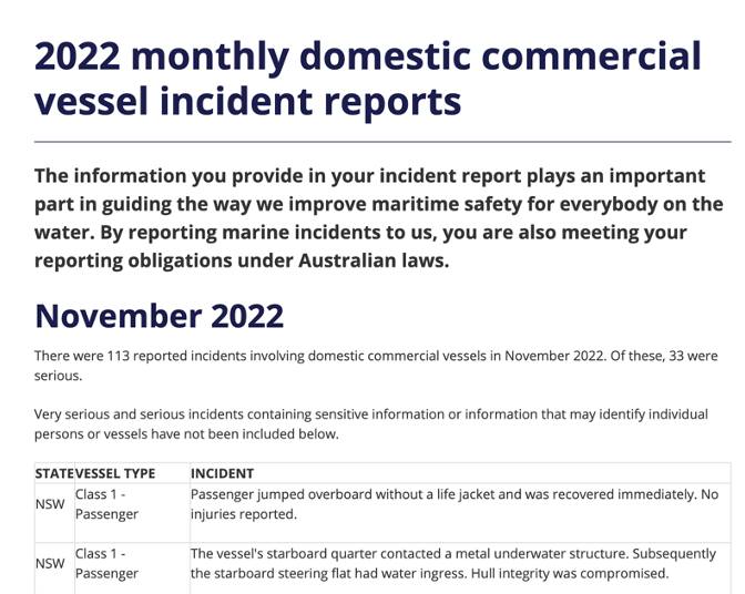 Maritime - When you report vessel incidents to AMSA, you are playing an ...
