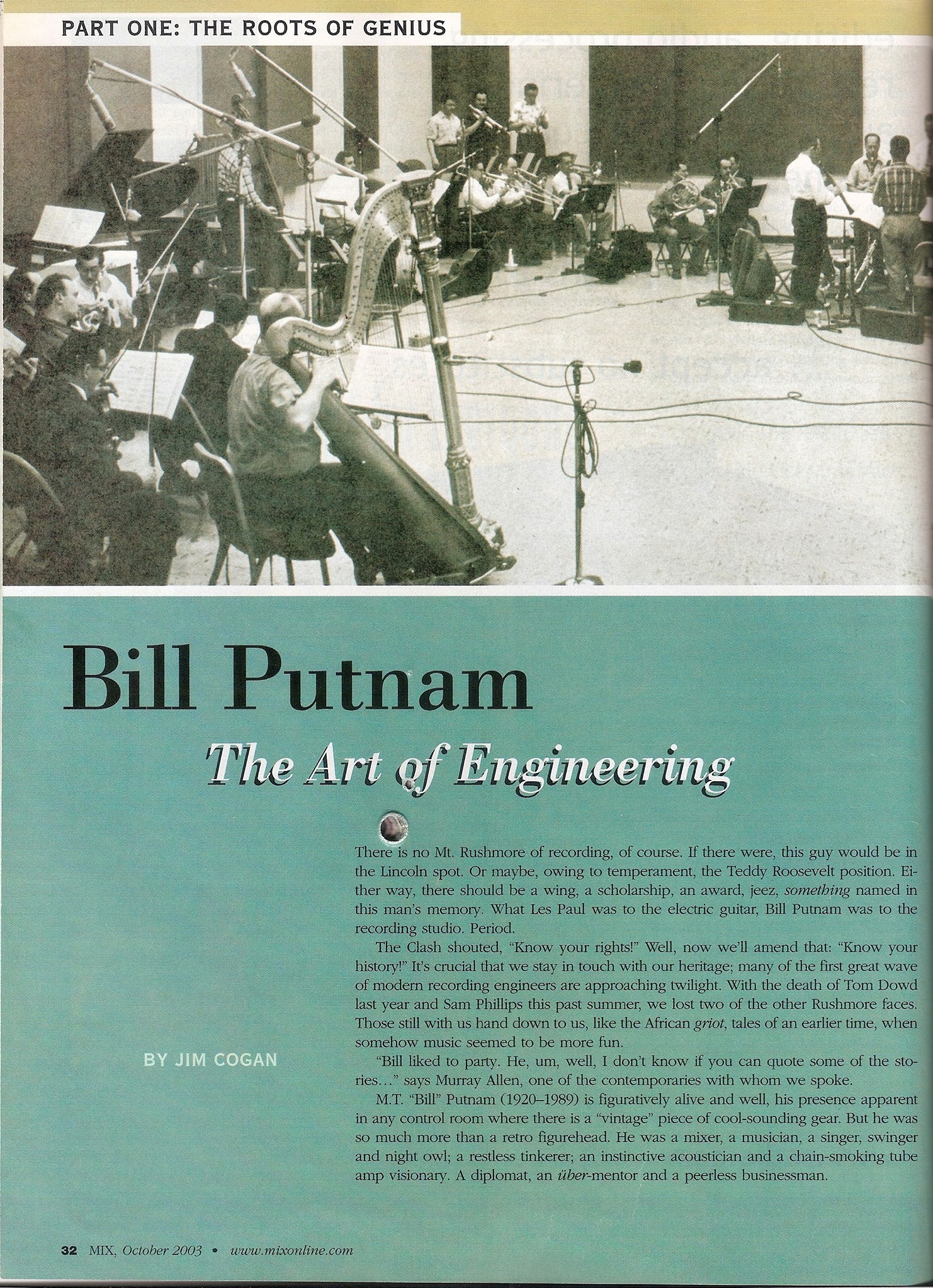 Universal - Mix Magazine Oct. 2003 Extensive article on Bill Putnam ...