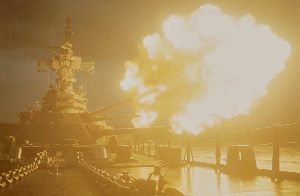 Military - The USS New Jersey, an Iowa-class battleship of the U.S ...