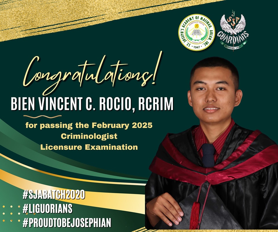 ST. - Congratulations, Bien Vincent C. Rocio, RCrim! 💚💛🪽 #HAILSJA # ...