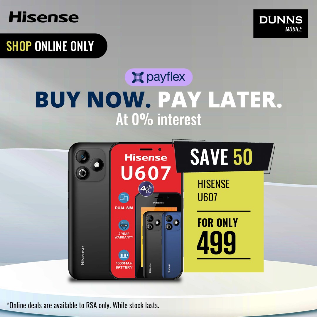 Dunns - 💥 ONLINE EXCLUSIVE DEAL! 💥 Get the Hisense U607 for only R499 ...