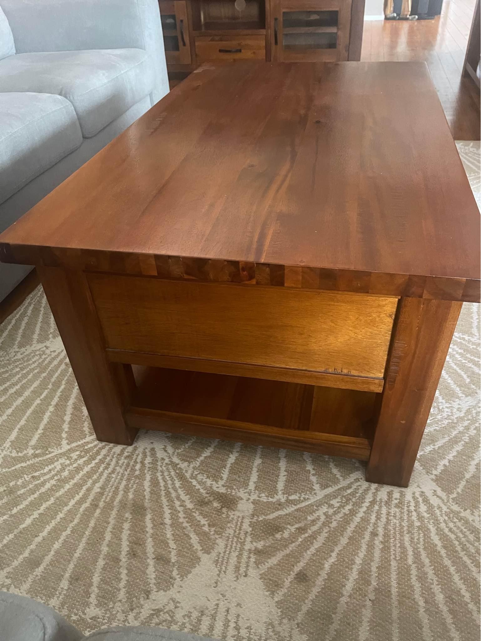Solid timber coffee table with 2 drawers Coffee Tables Newcastle