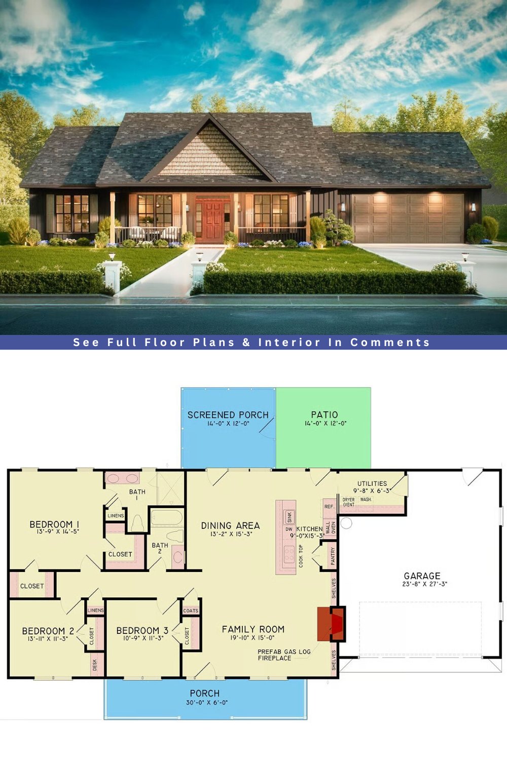 House - 🔑 Explore this 3-Bedroom New American Ranch House with ...