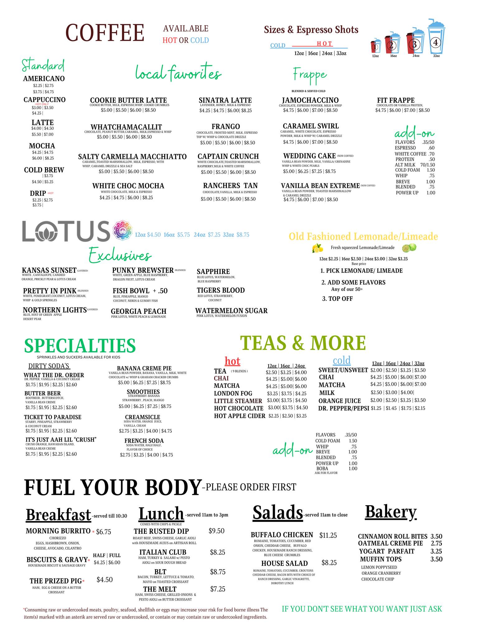Here is our menu, but we are... - The Rusted Bean Coffee Co.