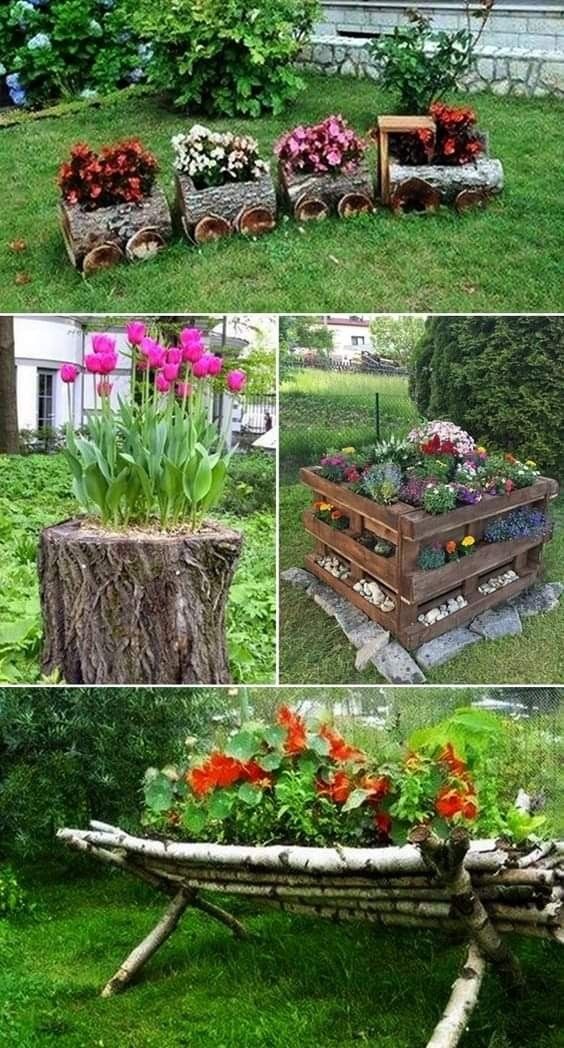 New - creative and rustic garden planter designs that use natural ...