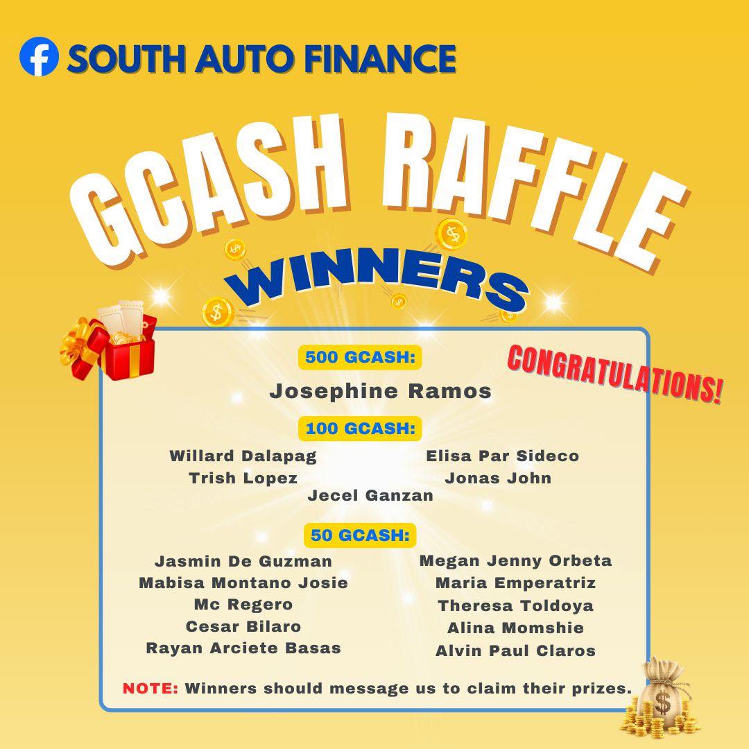South - Big congrats to our GCASH lucky raffle winners! 🎉 👏🏻👏🏻👏🏻🎊 ...