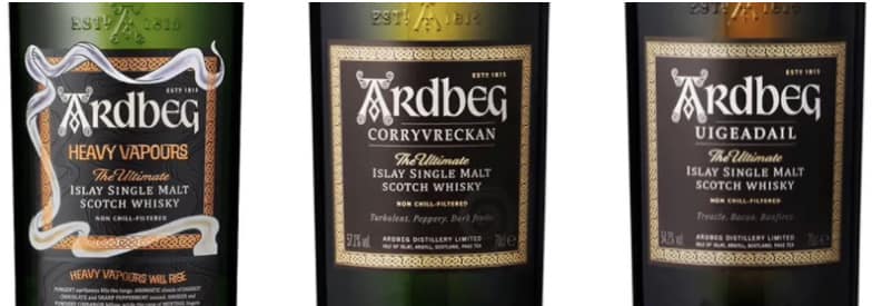 Ardbeg 5, Uigeadail, Corryvreckan, and Heavy Vapors comparison