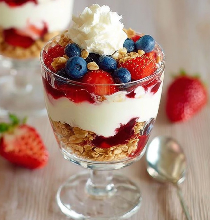 Grande - Verrine granola, fruits rouges et crème fouettée 👨‍👩‍👧‍👦 Pour ...