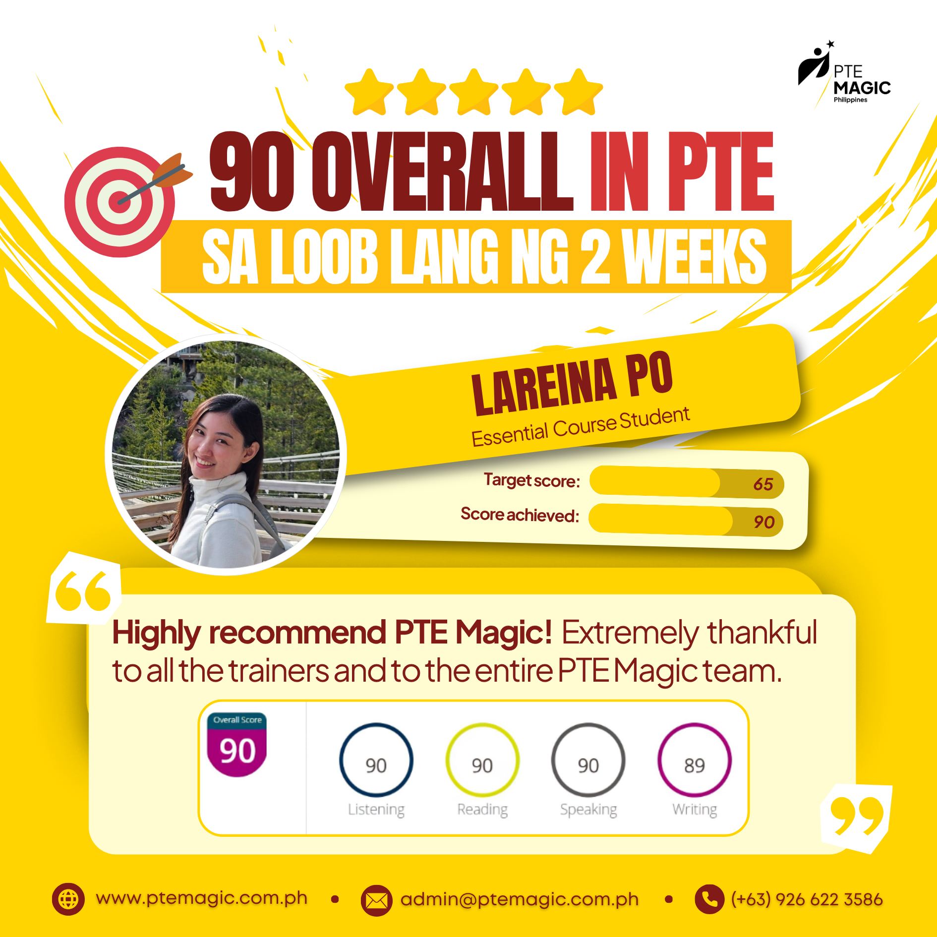 PTE - Nakapasa with superior scores in just 2 weeks of review?! 🎉👏 We ...