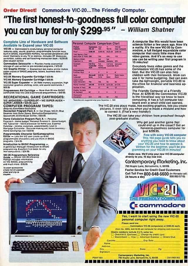 1982 William Shatner for the Commodore VIC 20