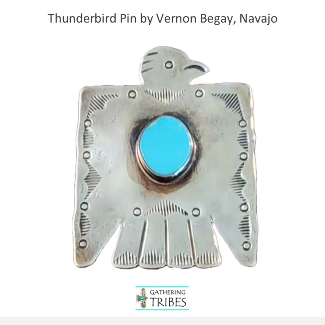Vintage handmade sterling silver thunderbird pin