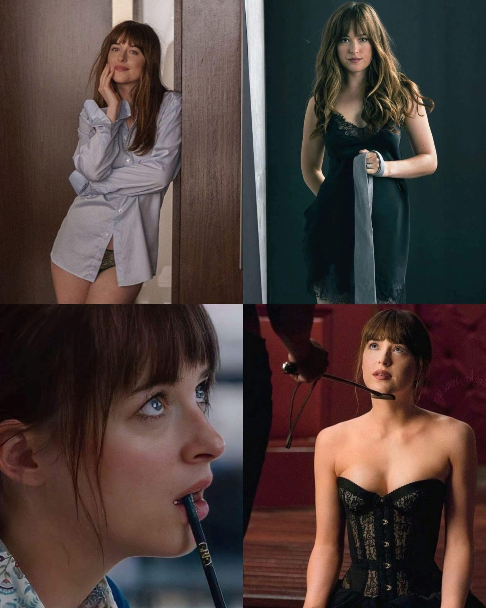fifty shades of grey black dress Dakota Johnson as Anastasia Steele in dakota johnson joe ando dress