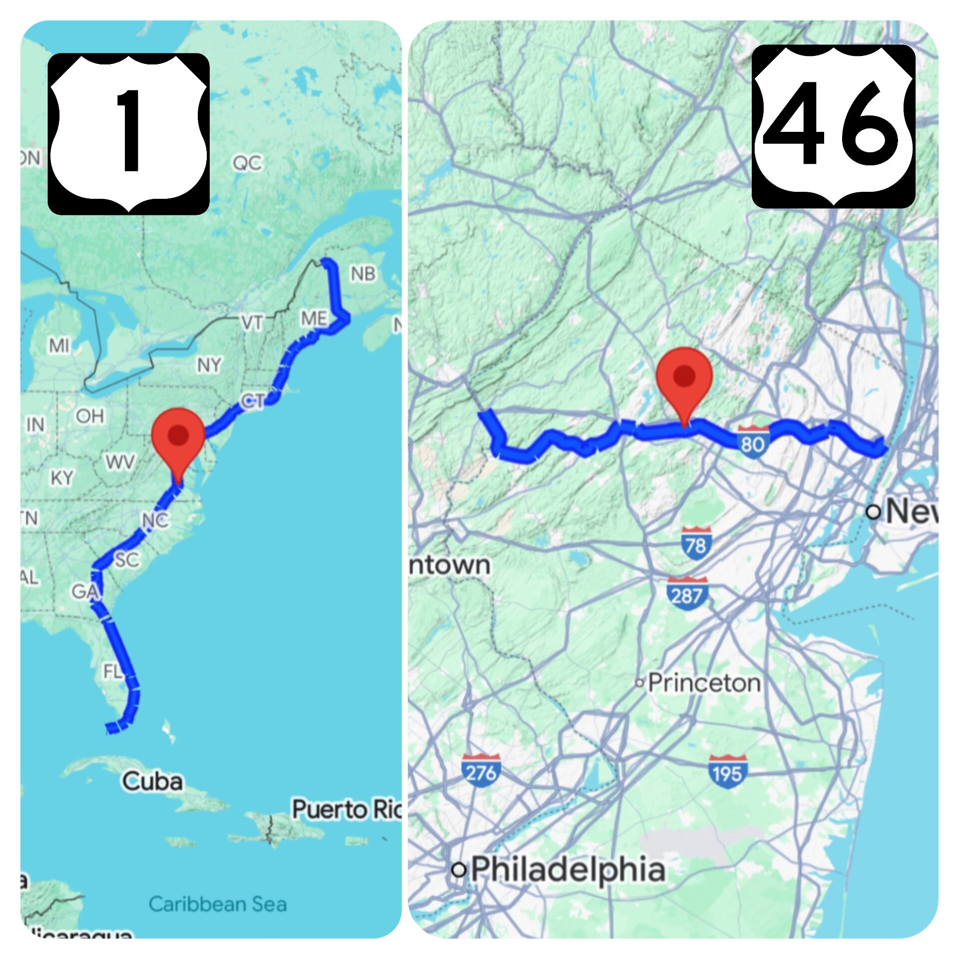 U.S. Route 46 (US 46) is an east-west highway entirely within the