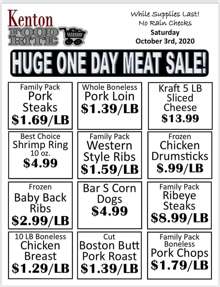 ‼️ONE DAY MEAT SALE‼️ This Saturday... - Kenton Food Rite | Facebook