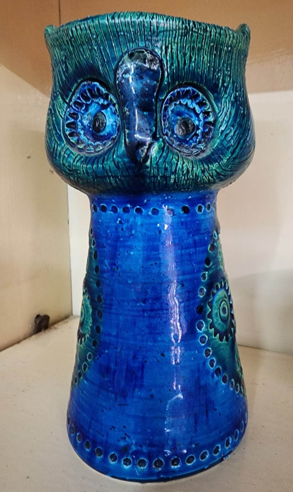 Vintage Bitossi-style midcentury fat lava vase from Italy