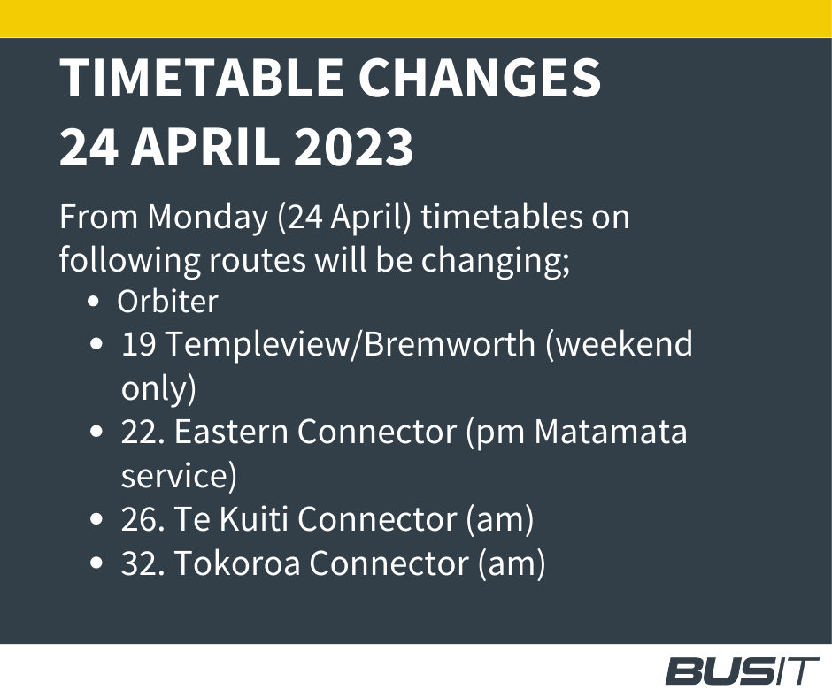Busit - ⏰ Timetable Changes ⏰ From Monday 24th April... | Facebook