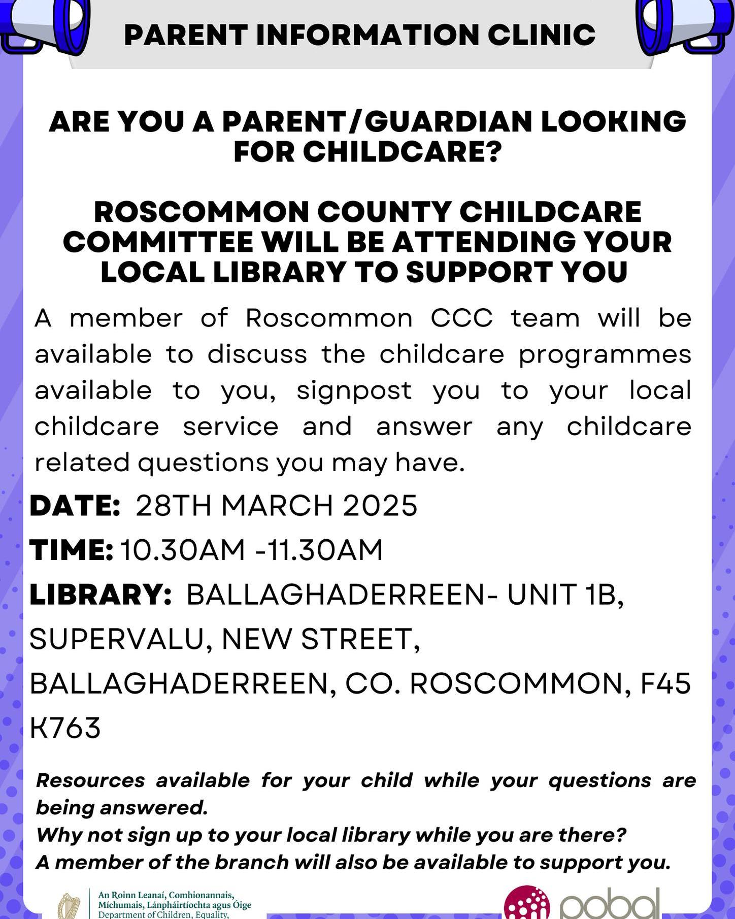 Roscommon - ℹ️ ** Parents Childcare Information Clinics ** ℹ️ ...