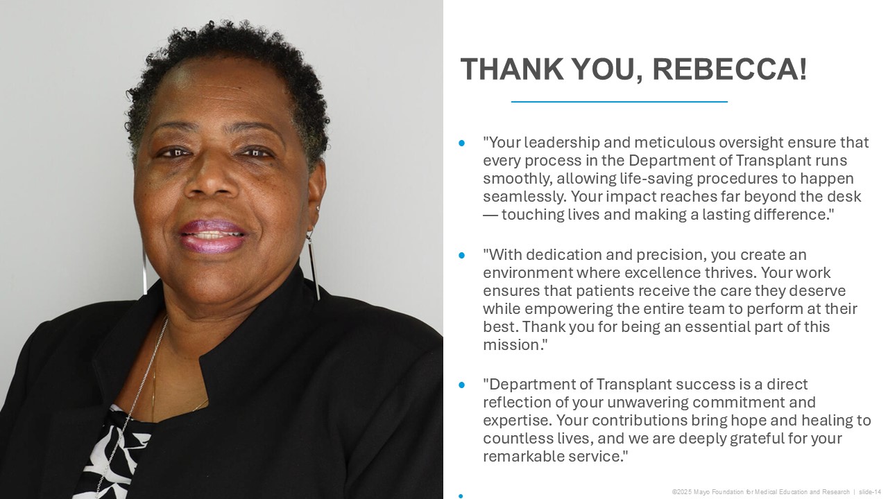 Transplantation - We are delighted to share with you this week’s Thank ...
