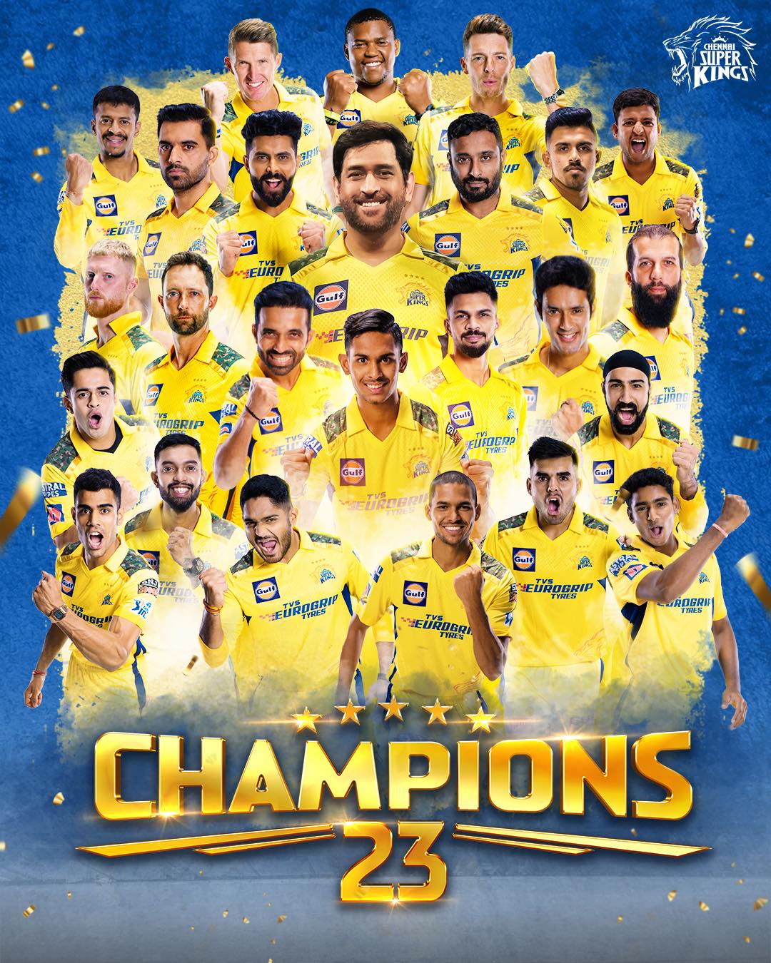 Chennai Super Kings - C. H. A. M. P. I. O. N. 5️⃣ #IPL2023Final #CSKvGT ...