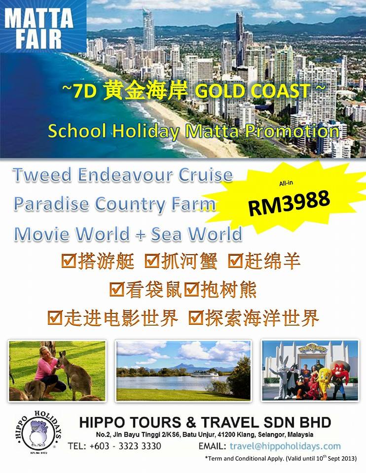 Travel Hot Deal 旅游好康收集站 Pre Matta Australia 7day 5night Gold Coast 黄金海岸depart On Mar 23 School Holidays With Only All In Rm 3988 Per Person