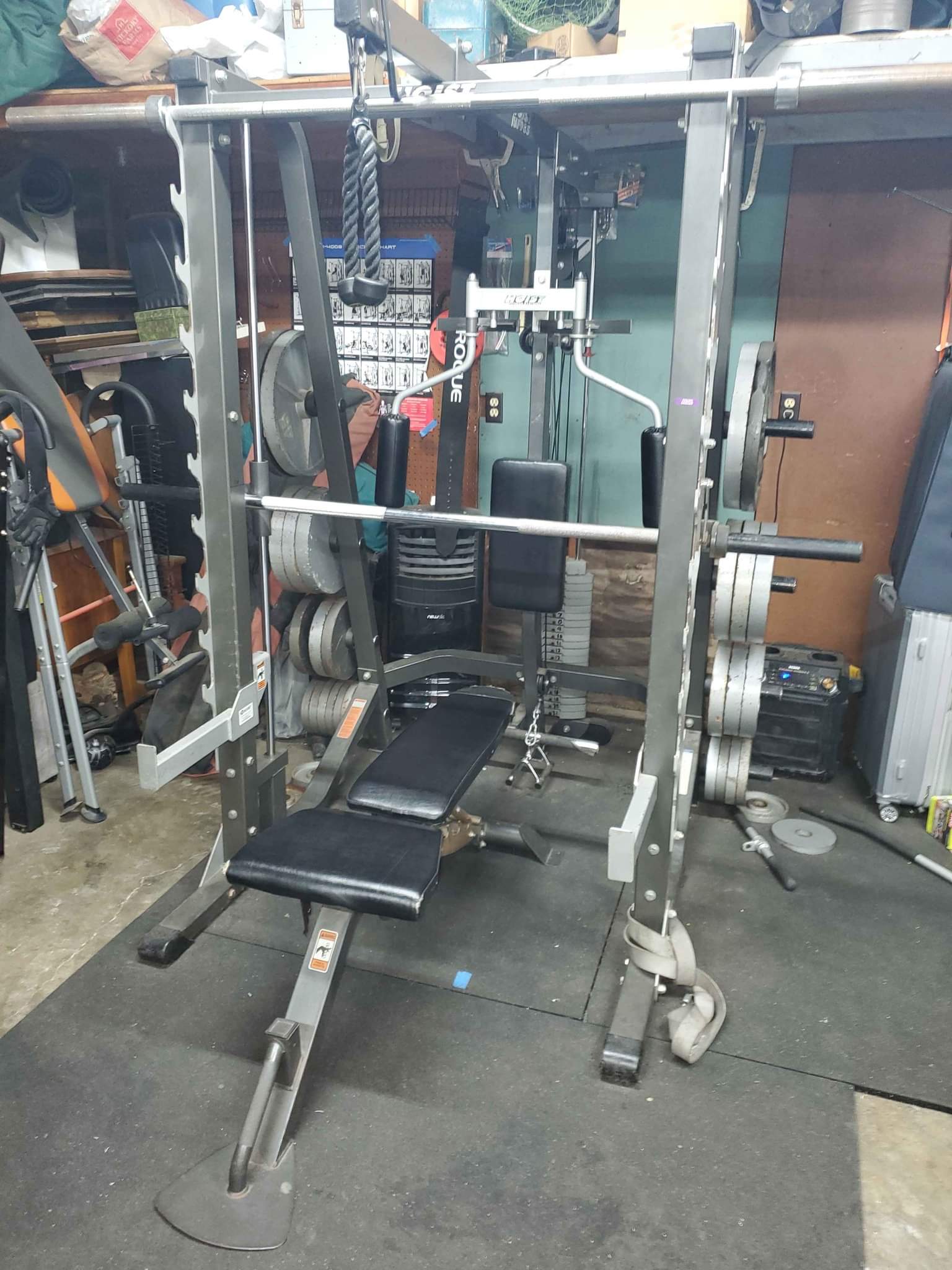 Hoist HF-985 Smith machine half cage w weights - Weight Lifting ...