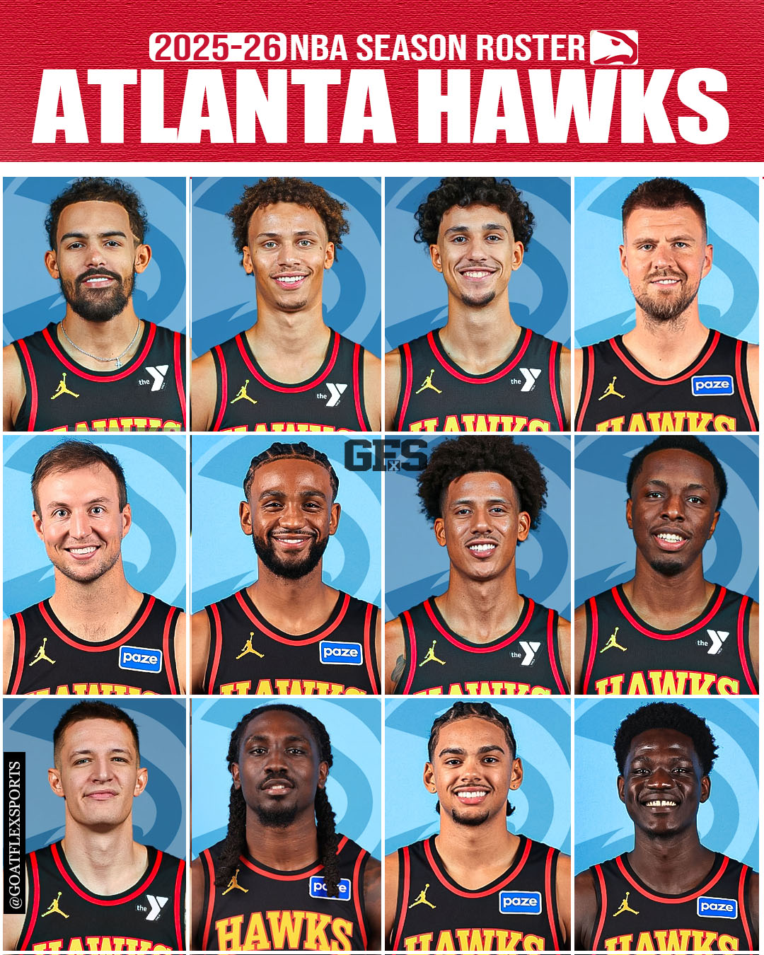 Goatflex - Atlanta Hawks roster for 2025-26 NBA season🔥 STARTERS: PG ...