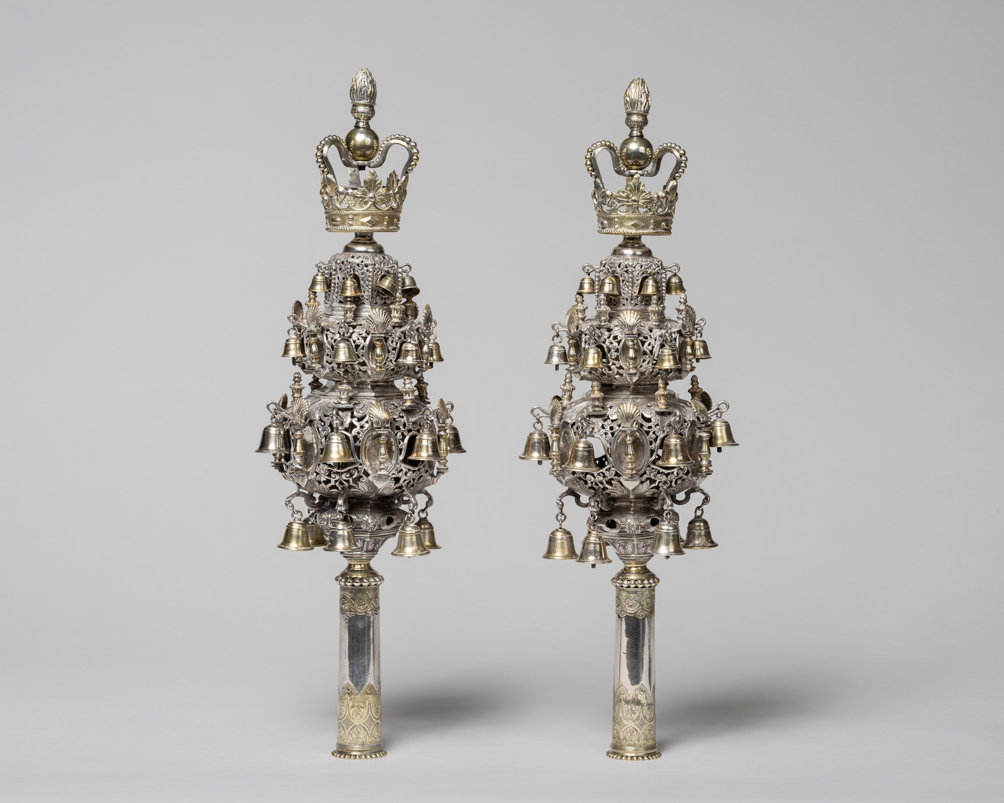 Historic Torah finials by Myer Myers at the Museum of the American