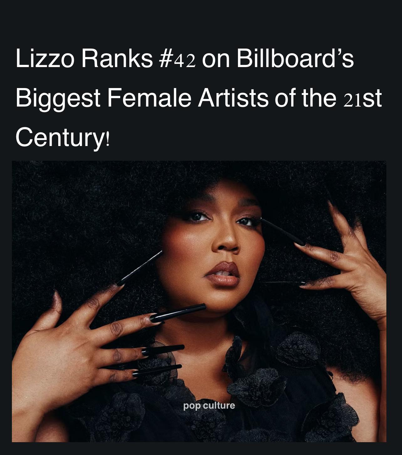 Pop Culture - Billboard has officially ranked Lizzo as the... | Facebook