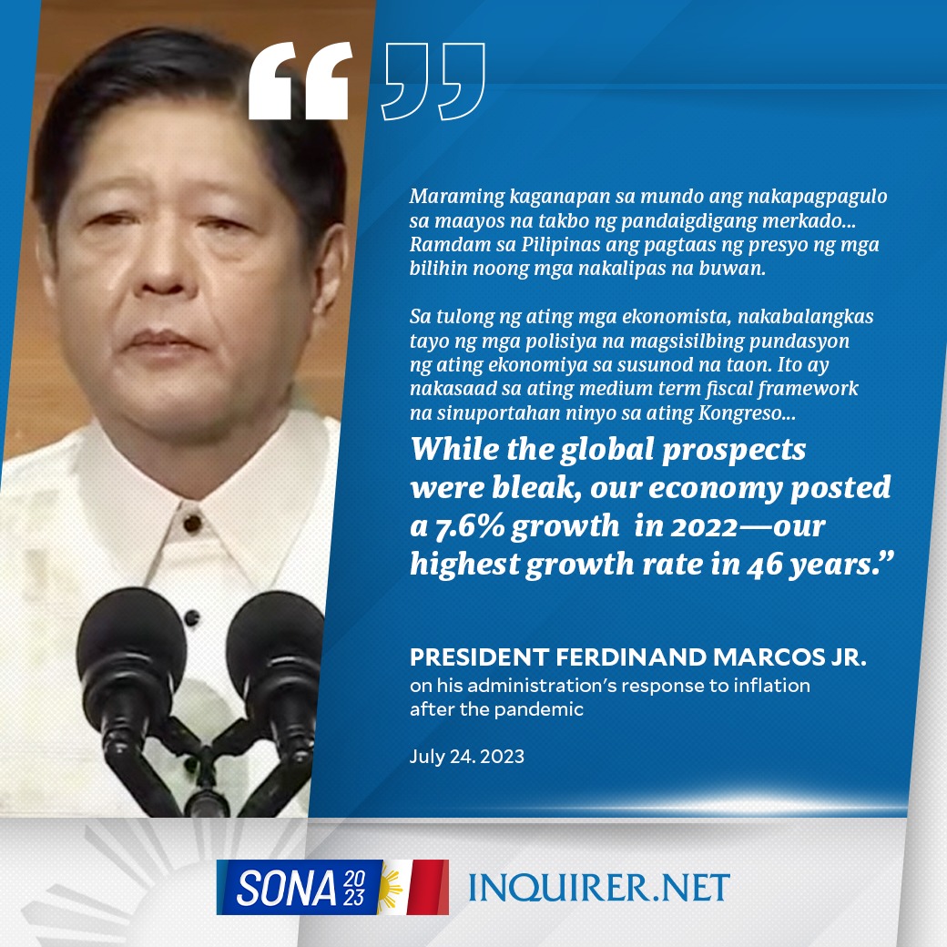 INQUIRER.net - 'OUR ECONOMY POSTED A 7.6% GROWTH IN 2022' President ...