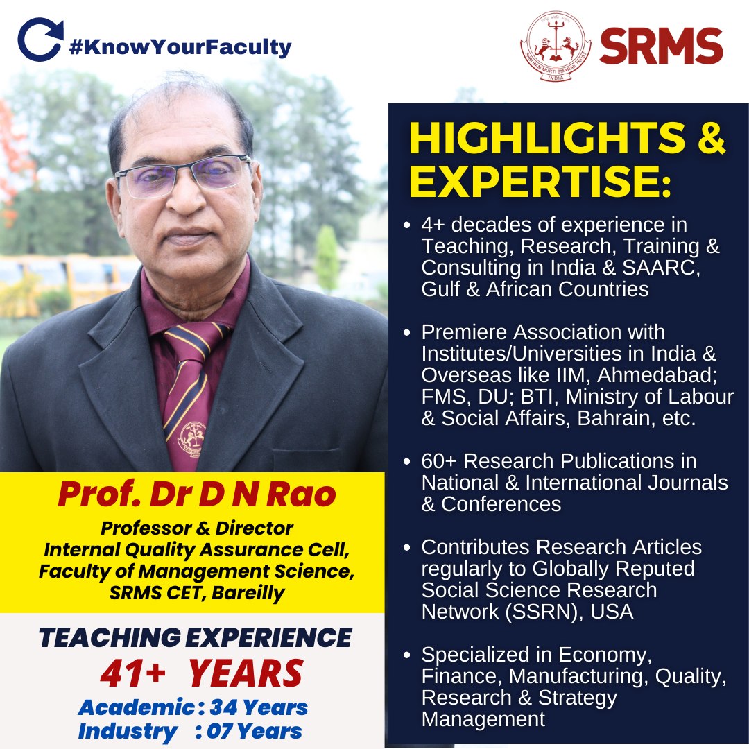 #KnowYourFac... - Shri Ram Murti Smarak Engineering Institutes | Facebook