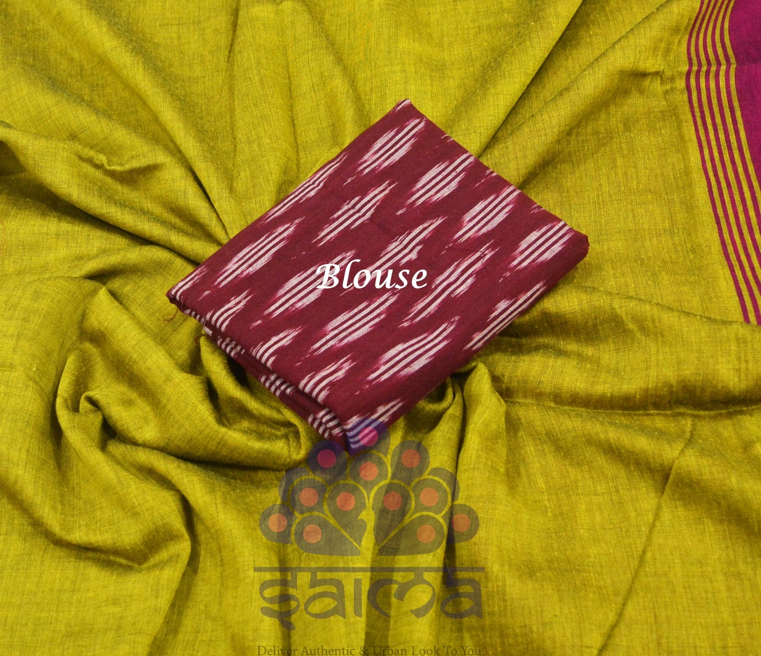 Saima - Soft khadi cotton saree in olive color and borderless . Saree ...